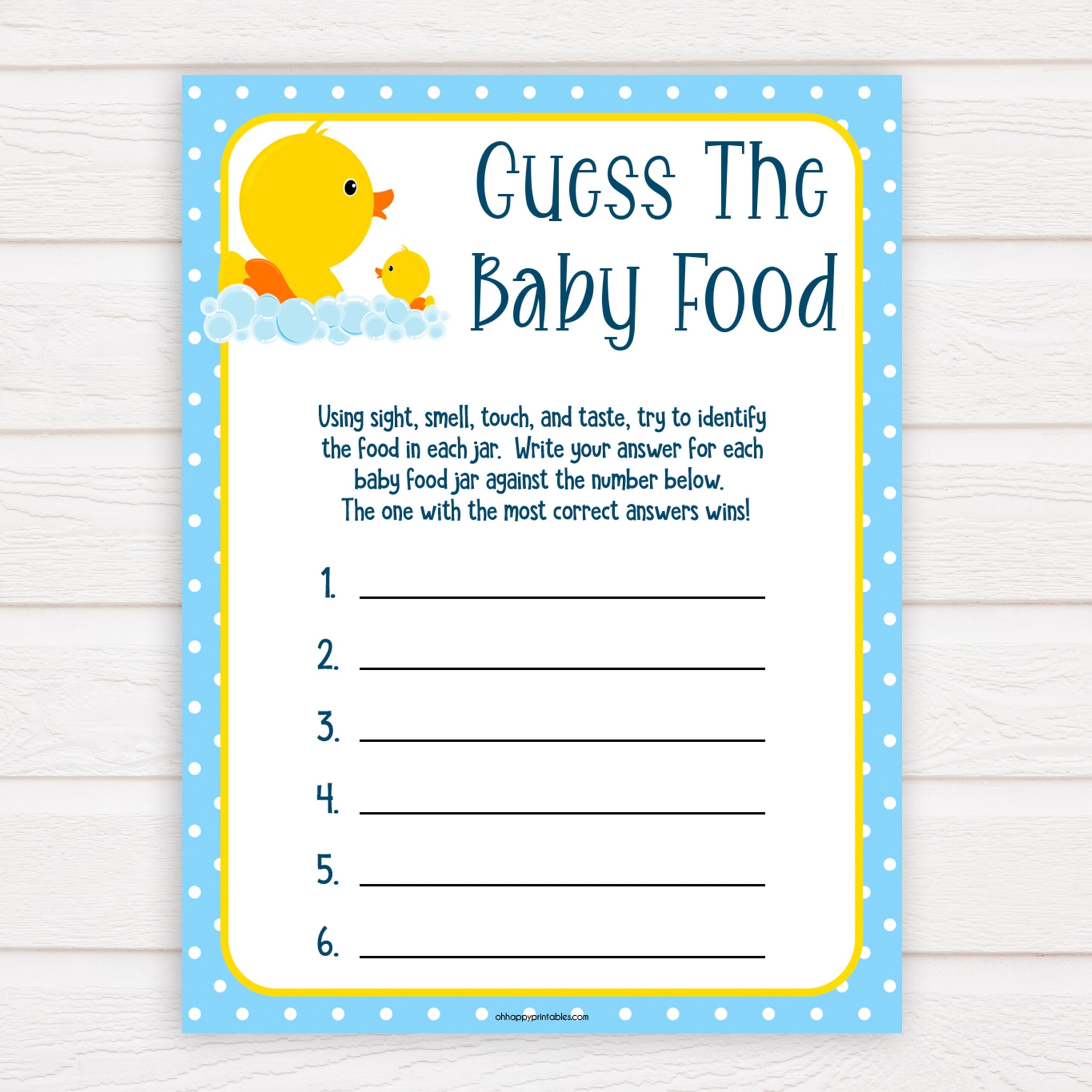 Guess The Baby Food Game Free Printable