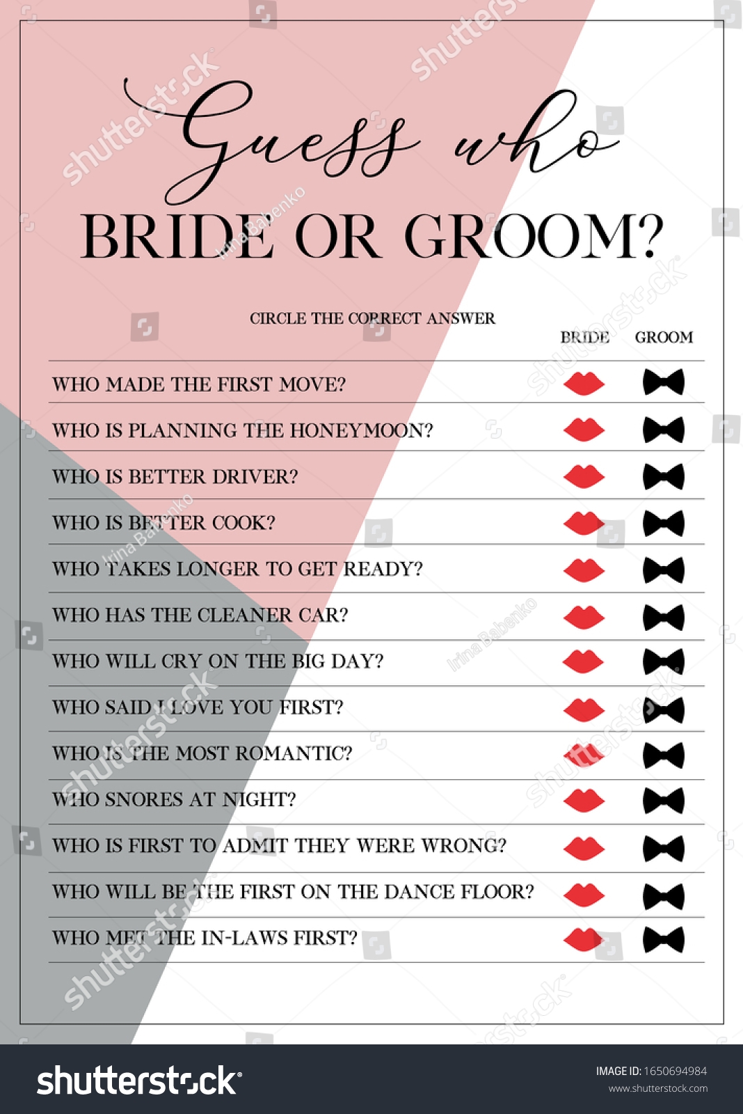 Guess Who Bride Or Groom Free Printable