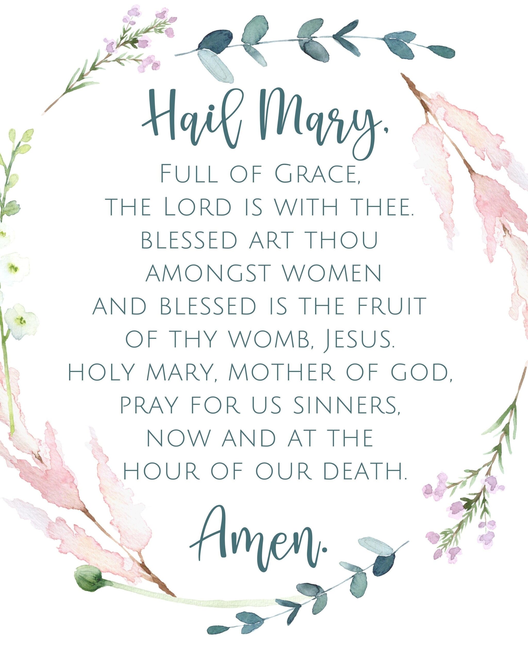 Hail Mary Prayer Catholic Prayer Digital File Download Etsy India