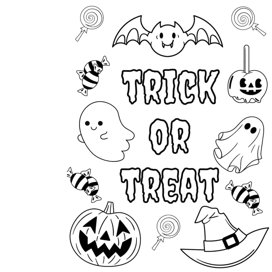 Halloween Coloring Pages 10 Trick Or Treat Coloring Pages Kids Activity Classroom Halloween Activity Printable Instant Download Etsy
