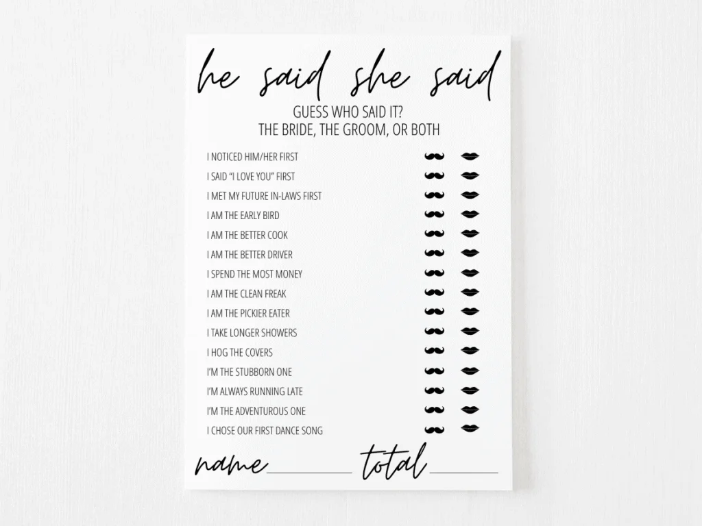 What Did The Groom Say Free Printable