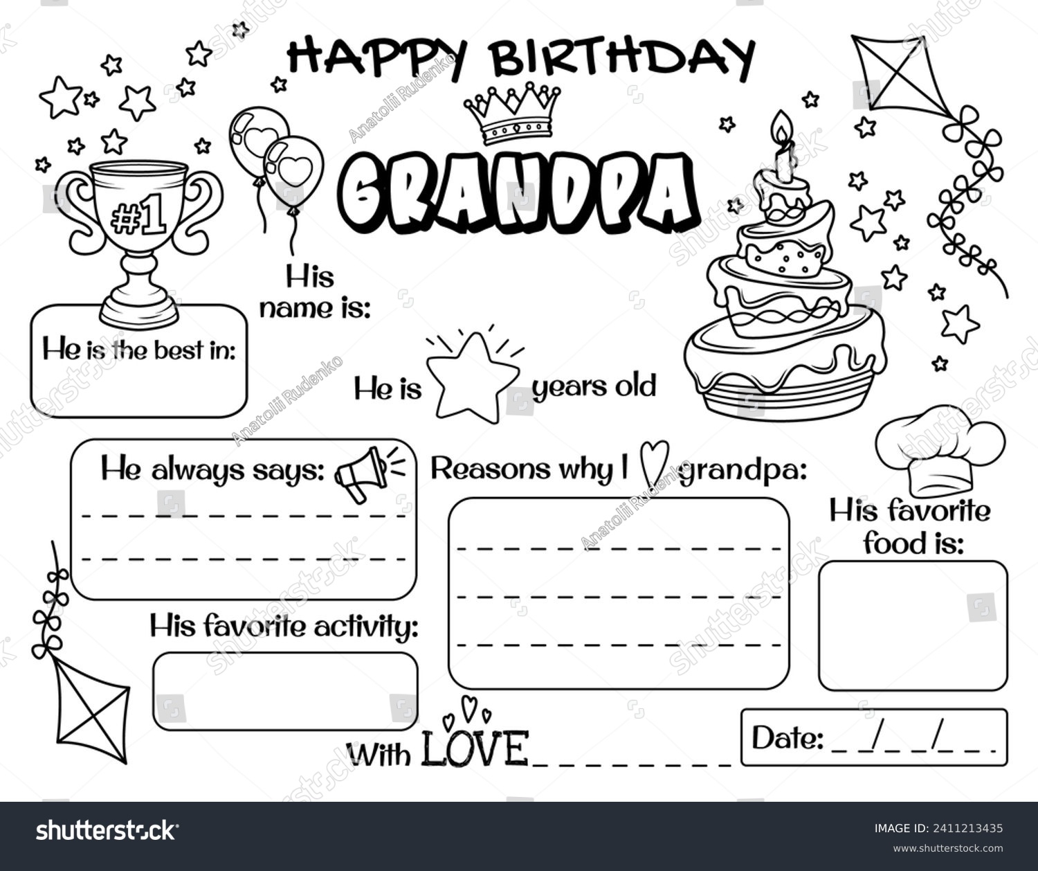 Herzlichen Gl ckwunsch Zum Geburtstag Opa F llen Stock Vektorgrafik Lizenzfrei 2411213435 Shutterstock