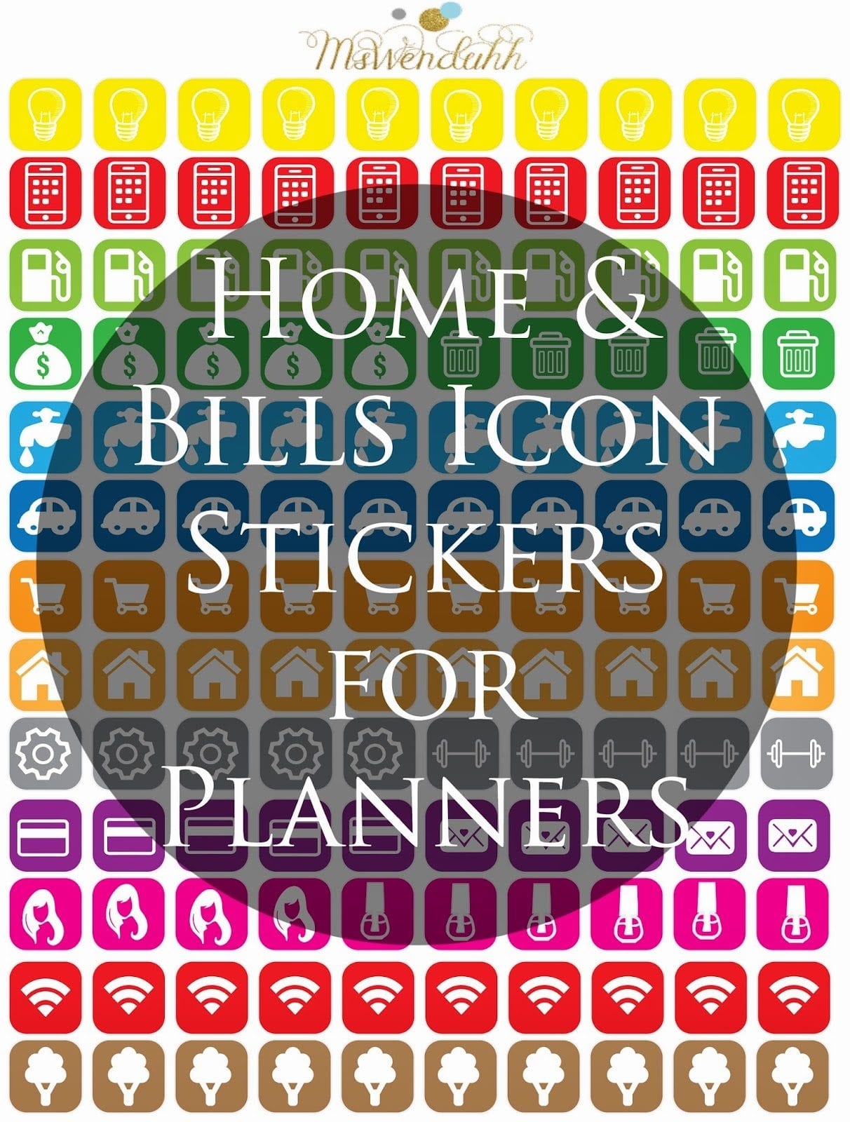 Home Bill Icons Stickers Wendaful Planning Planners Productivity Organization