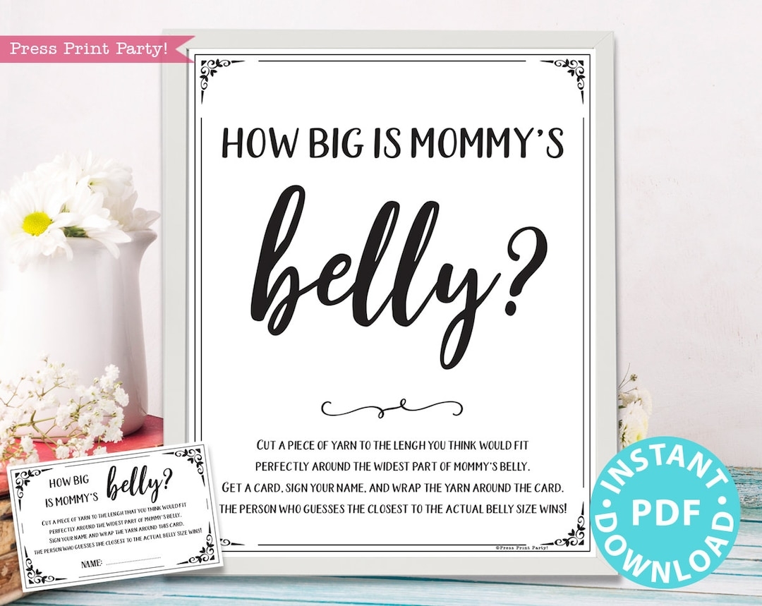 How Big Is Mommy s Belly Sign Printable Baby Shower Game Template Funny Baby Shower Activities Rustic Frame Or Fold INSTANT DOWNLOAD Etsy Israel