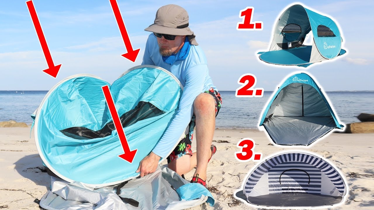 How To Fold A Pop Up Beach Tent 3 Different Sun Shelter Designs YouTube