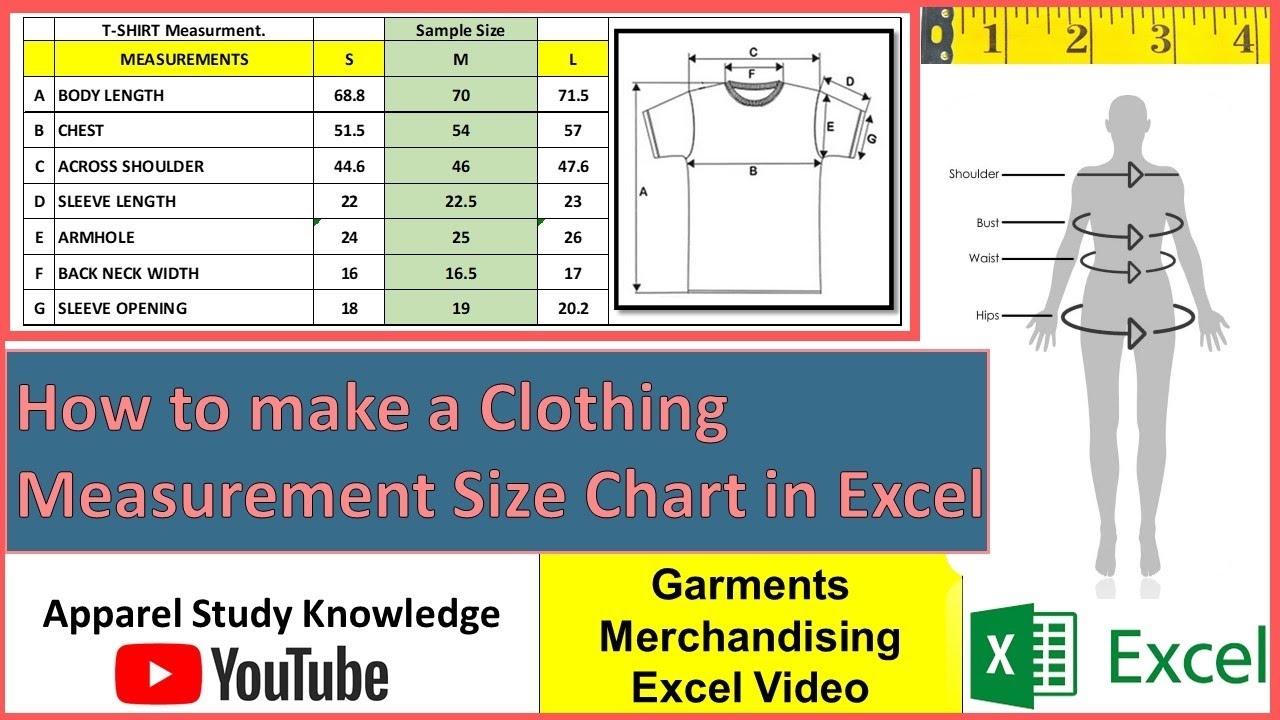 How To Make A Clothing Measurement Size Chart In Excel YouTube