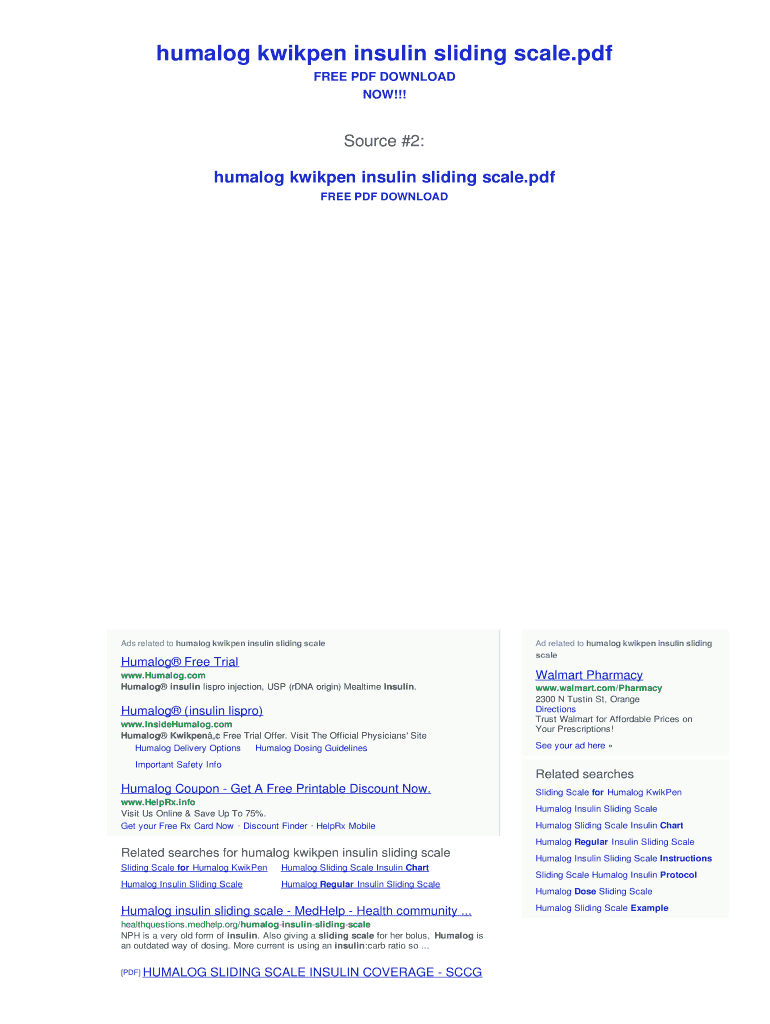 Humalog Sliding Scale Fill Online Printable Fillable Blank PdfFiller