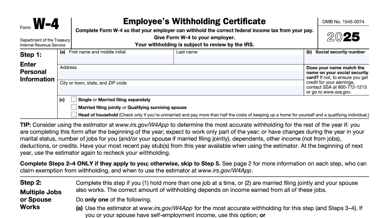 W 4 Form 2025 Printable