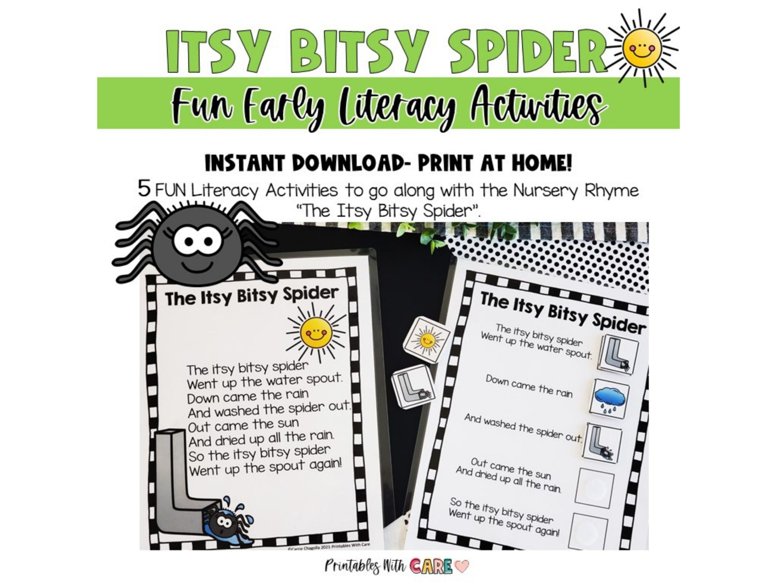 Itsy Bitsy Spider Nursery Rhyme Activities Literacy Activities For Preschool Alphabet Preschool Printables Learning Printables Abc s Etsy