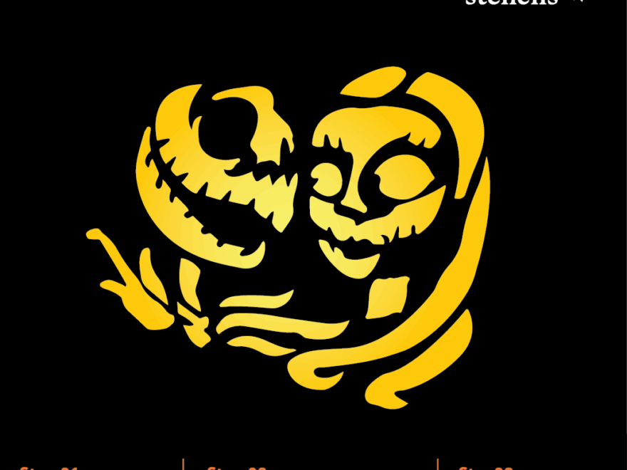 Jack And Sally Pumpkin Carving Stencil