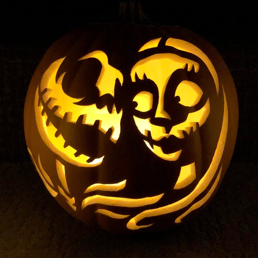 Printable Jack And Sally Pumpkin Stencil