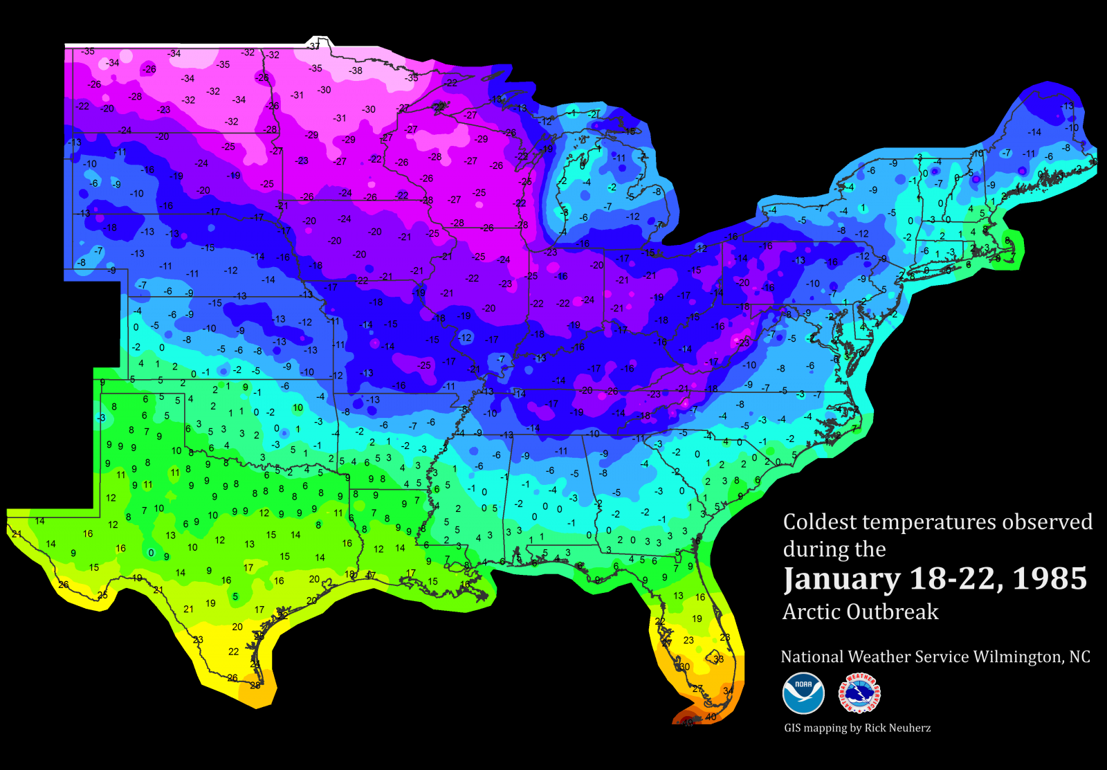 January 1985 Record breaking Cold