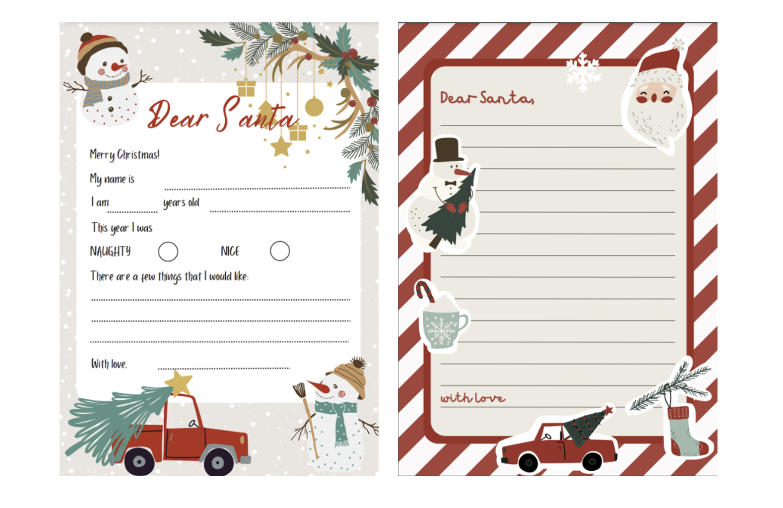 Letters To Santa Template Printable
