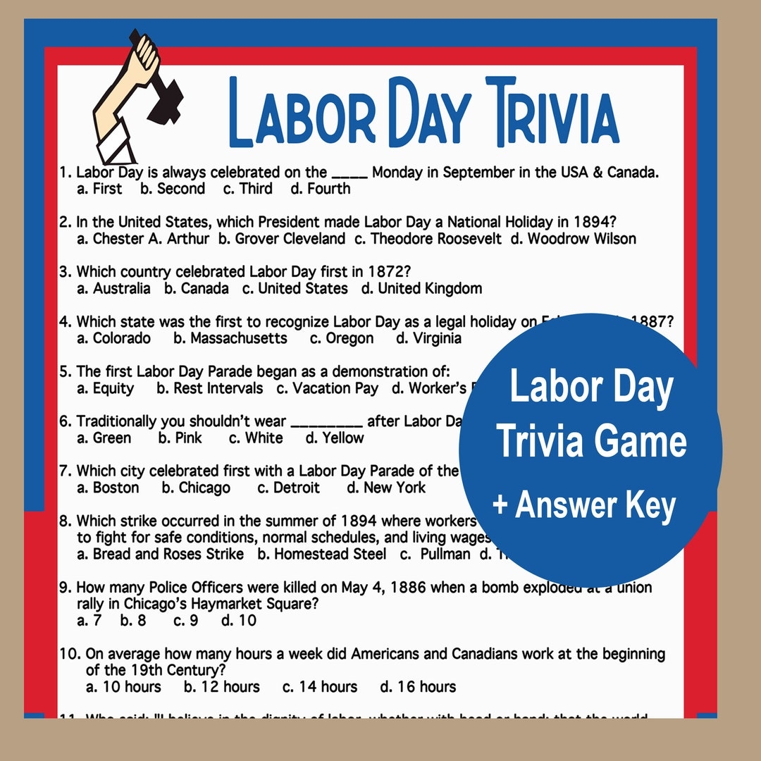 Labor Day Trivia Game American Game Patriotic Games Fun Labor Day Activities Seniors Game Family BBQ Game Instant Download Etsy