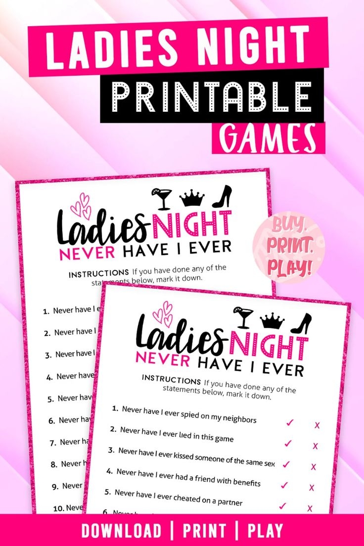 Ladies Night Games Never Have I Ever Printable Game Girls Night Party Bachelorette Games Games For Adults Includes Free Bingo Etsy