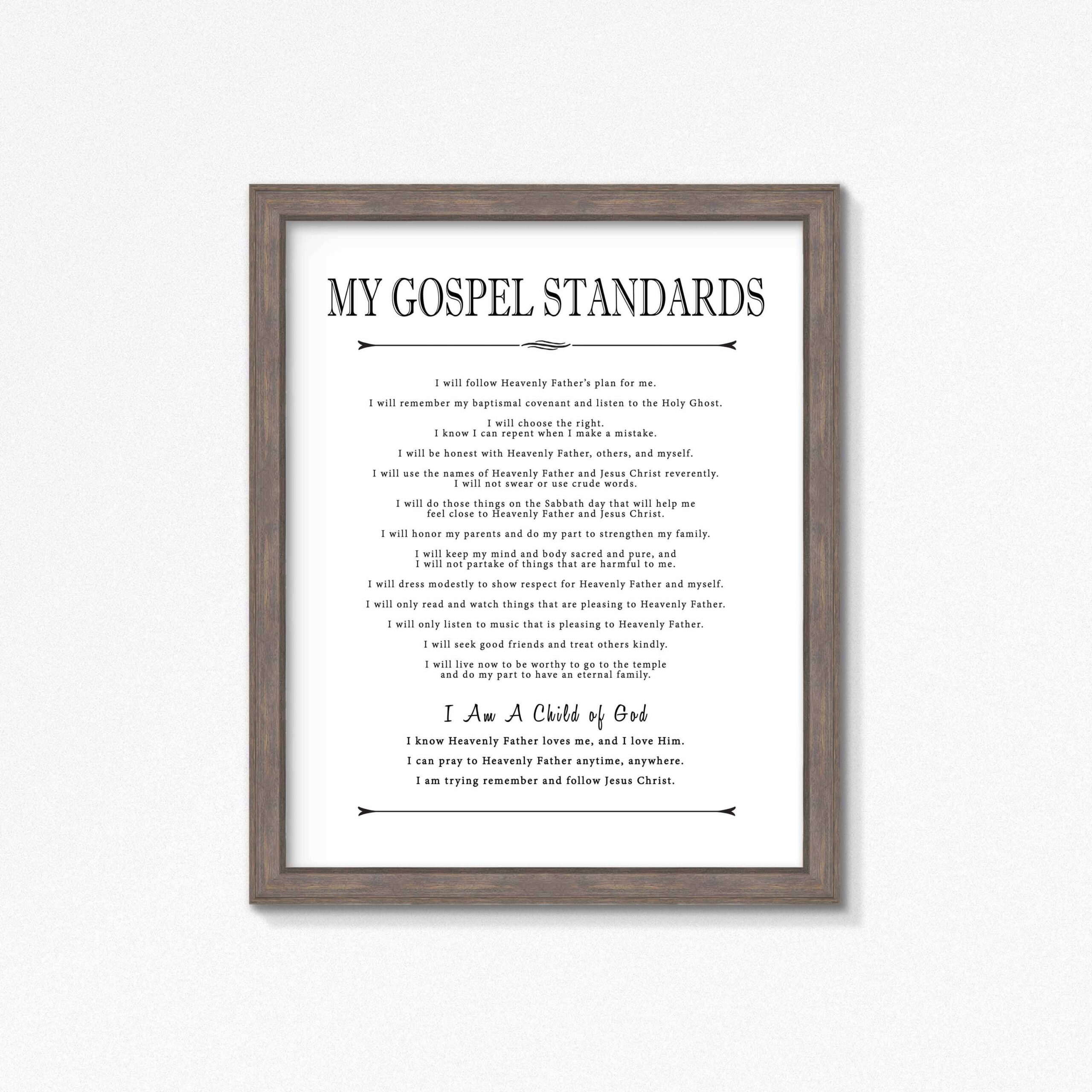 Lds gospel Standards multiple Size Choice Printable black Text baptism Gift mormon activity Days scouts Etsy