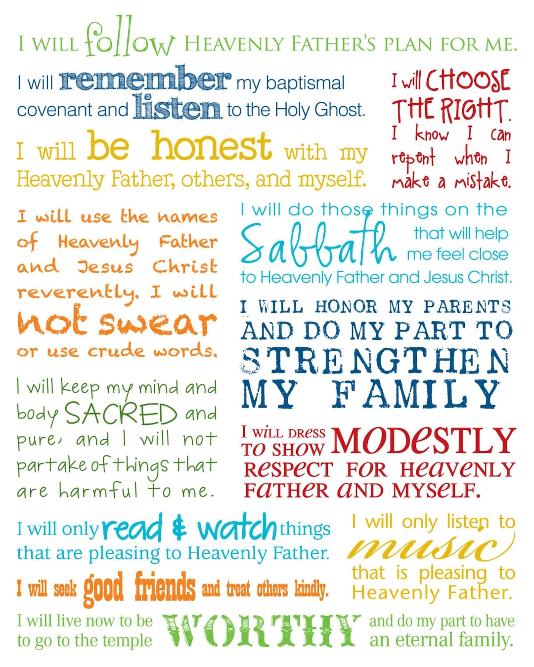 LDS Printable My Gospel Standards Boy Etsy