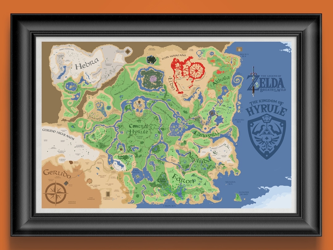 Legend Of Zelda Breath Of The Wild Map Nintendo Room Decor Zelda Gifts Zelda Birthday Video Game Posters Etsy de