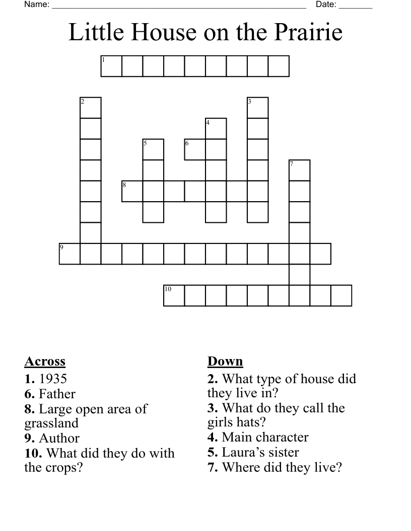Little House On The Prairie Crossword WordMint