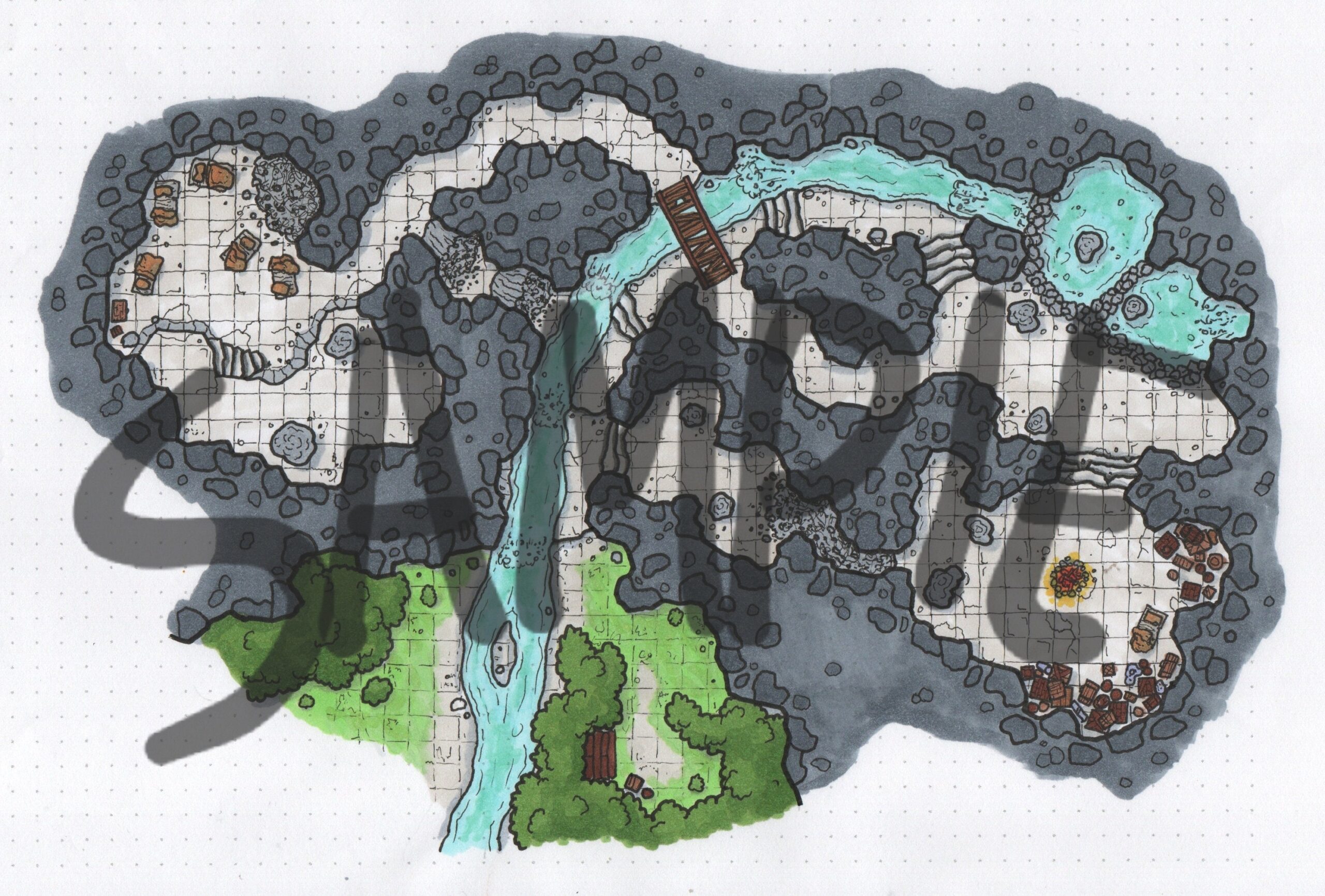 Map Of Cragmaw Hideout Hand Drawn And Coloured Etsy