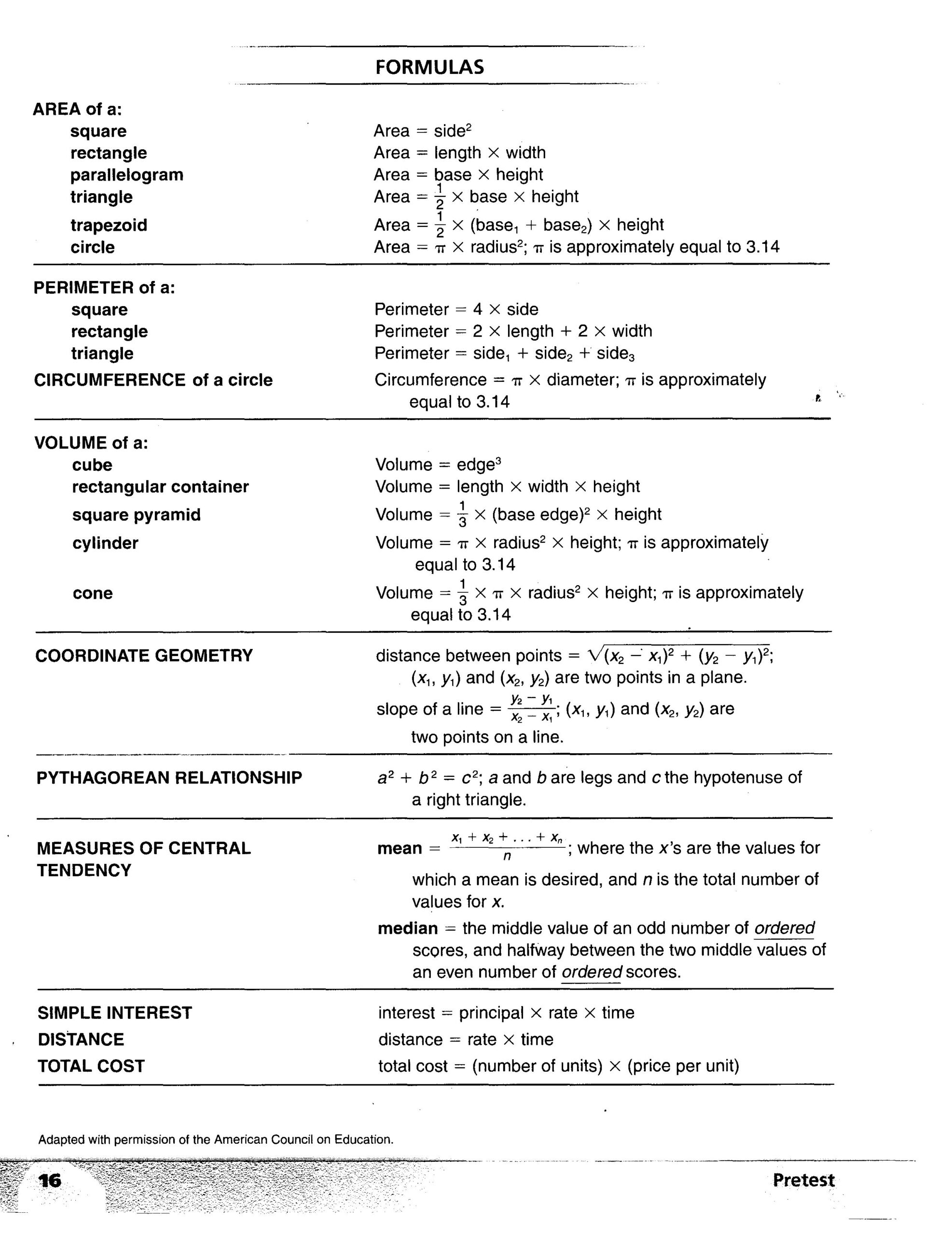 College Math Placement Test Printable