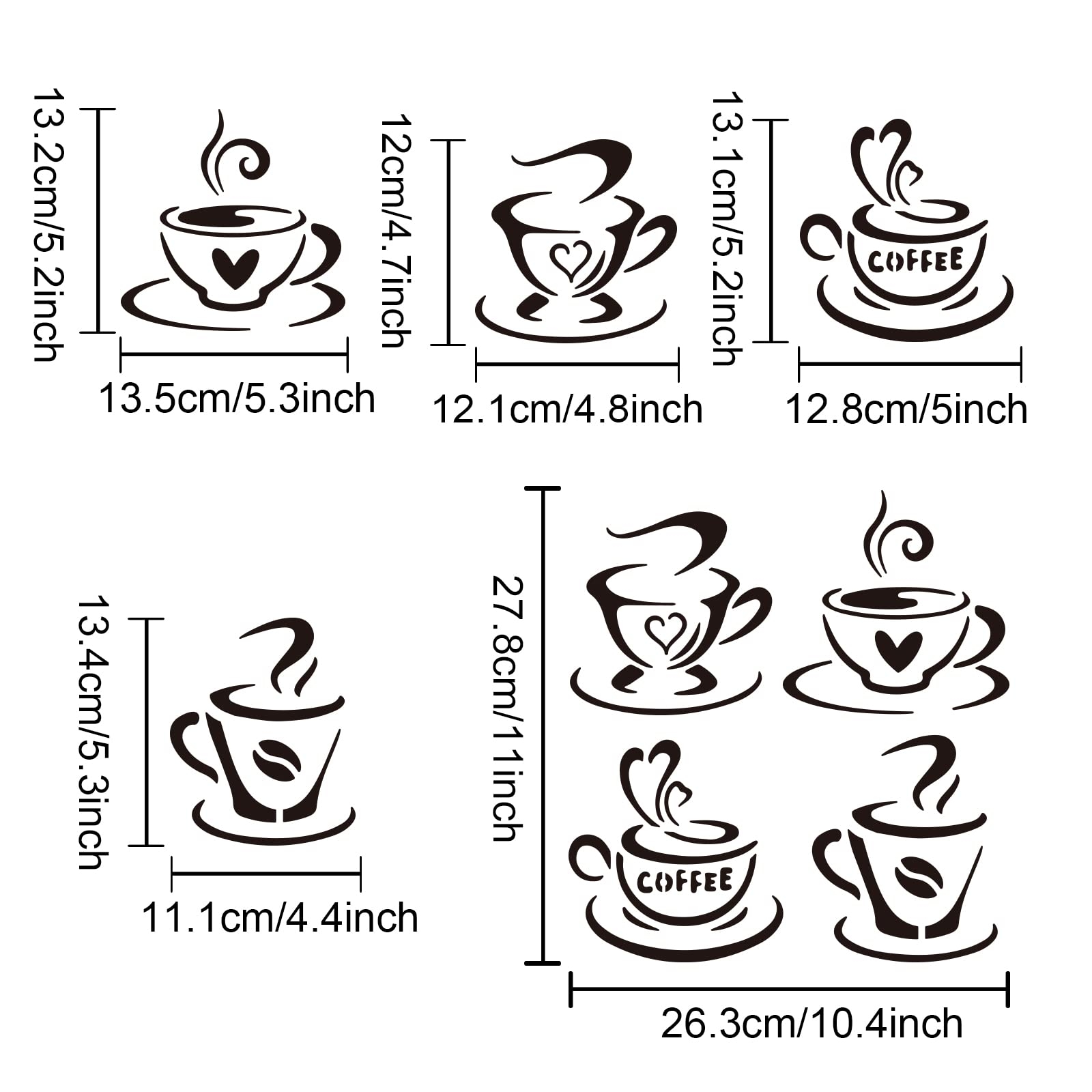 MAYJOYDIY Coffee Cup Stencil Coffee Drawing Template 30 30 Cm 4 Patterns PET Plastic Coffee Painting Reusable Templates For Home Dining Room Wall Decoration Amazon de Toys