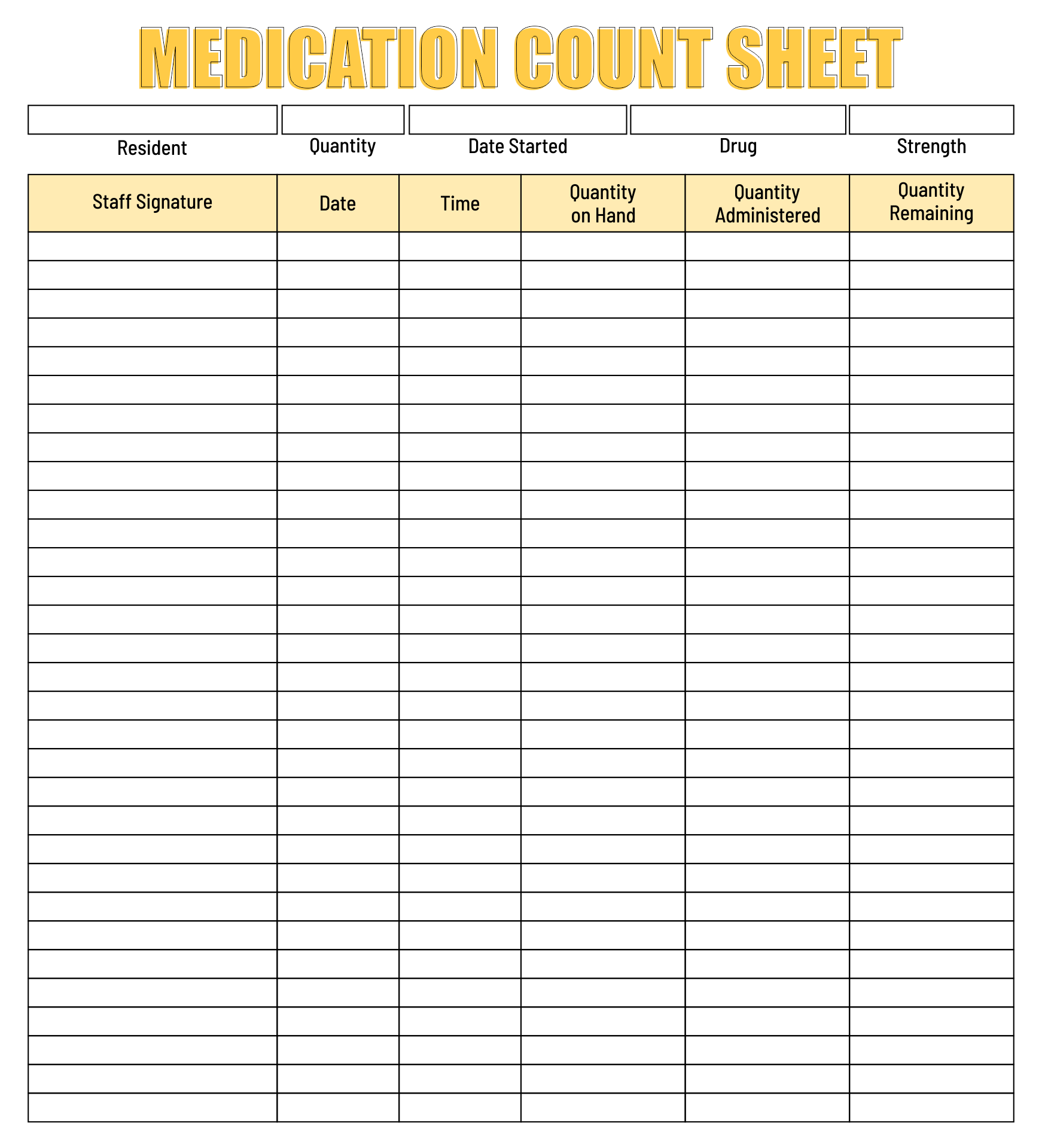Free Printable Narctic Count Sheet