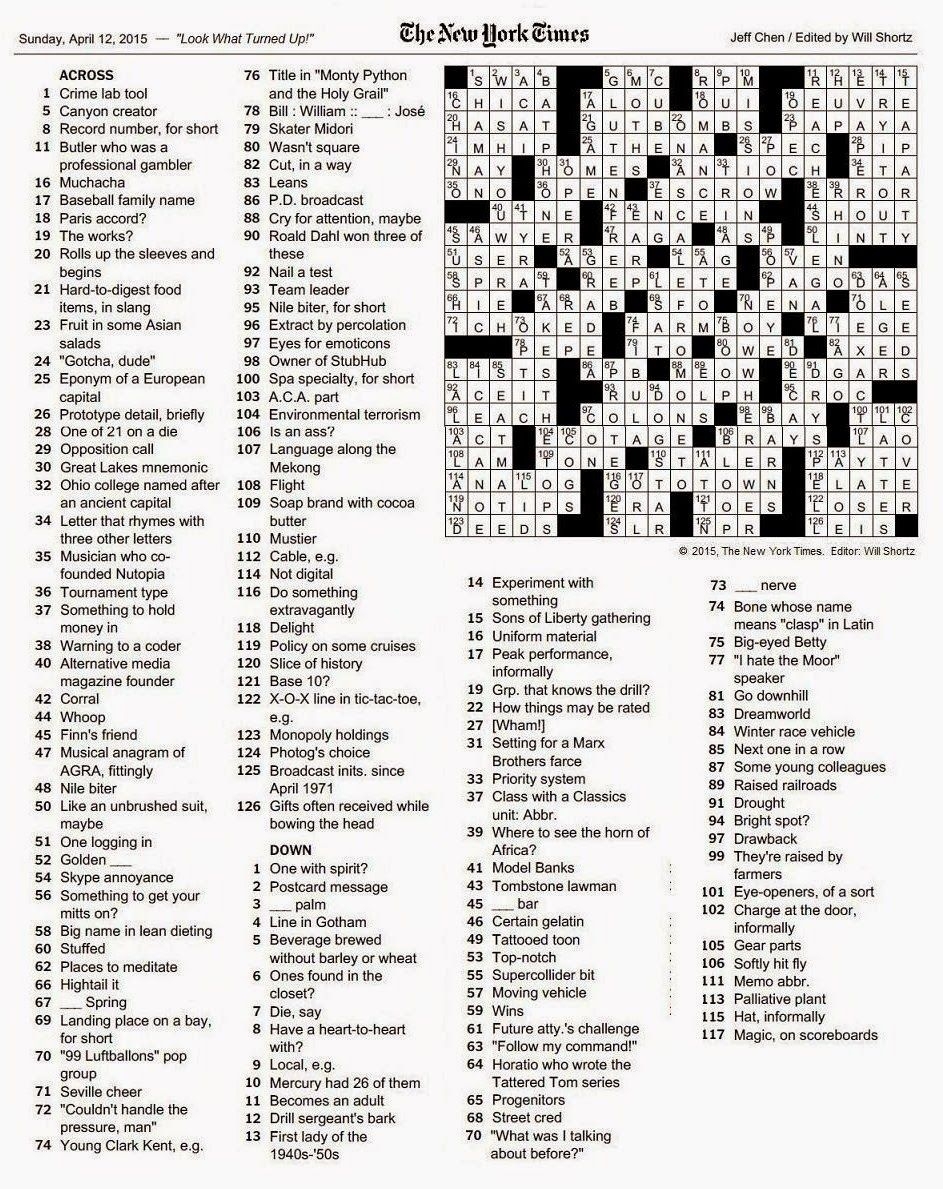 Free Printable New York Times Puzzles