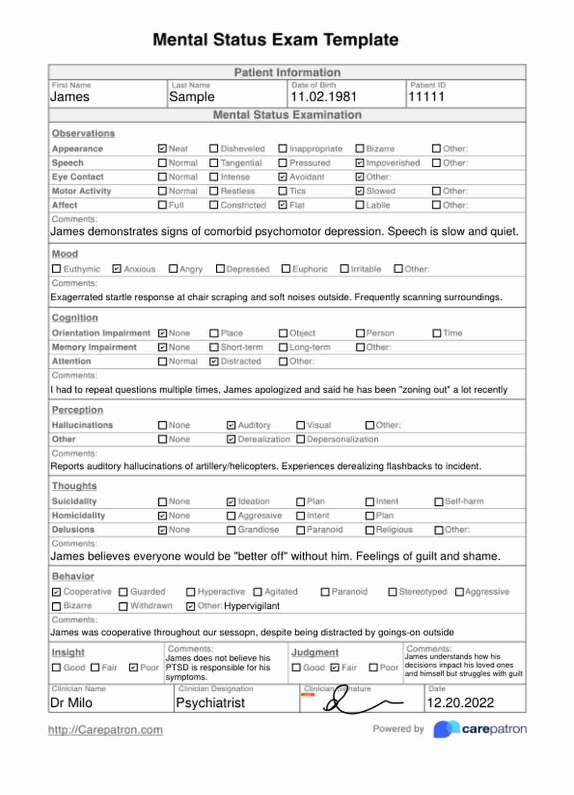 Printable Mini Mental Status Exam
