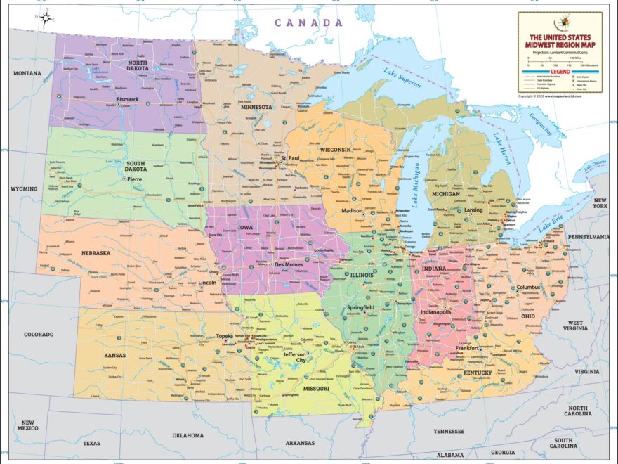 Midwest USA Map Explore The Heartland States
