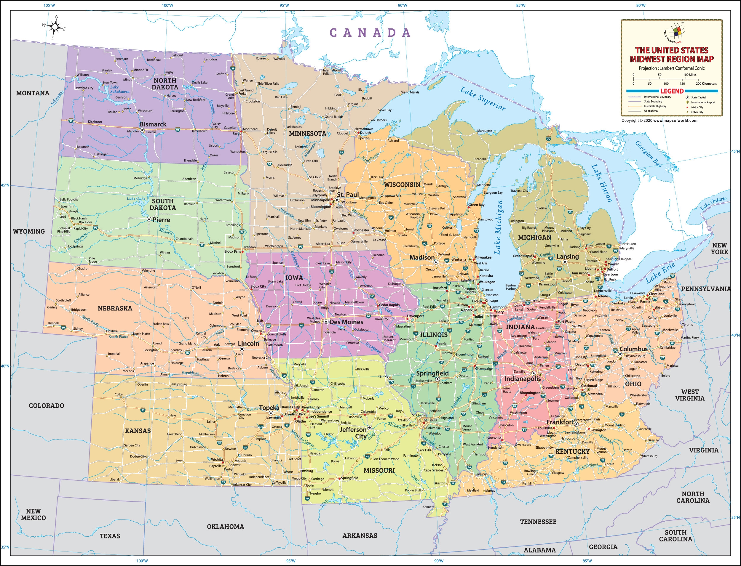 Midwest USA Map Explore The Heartland States