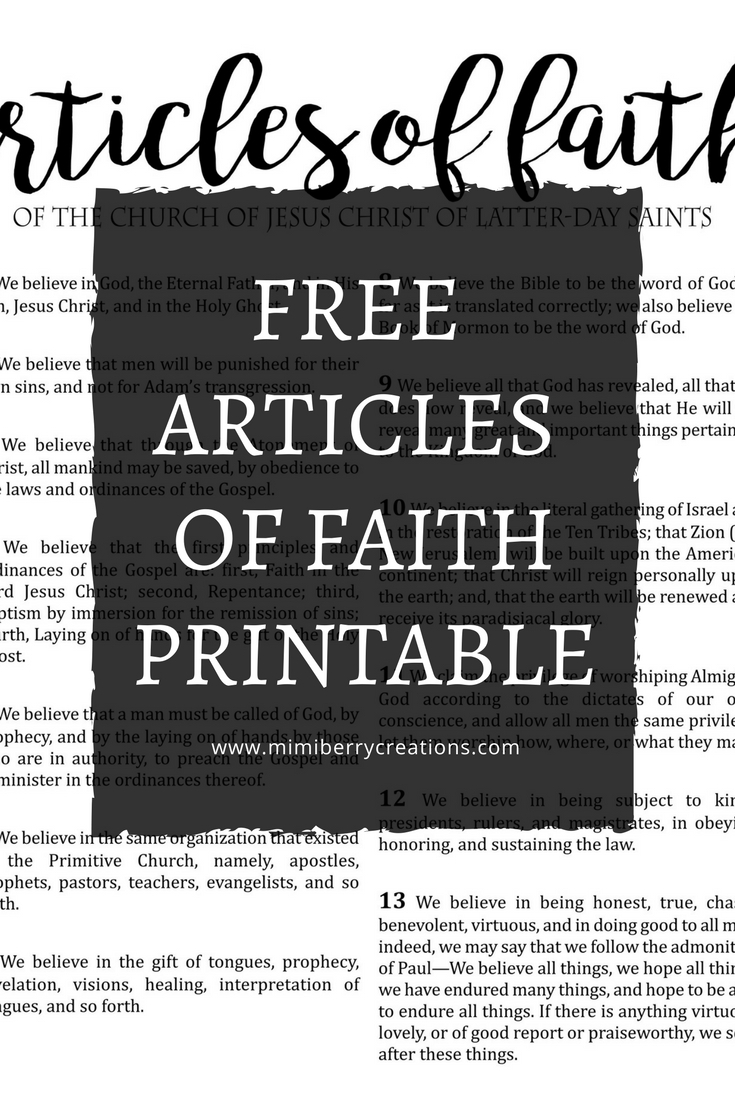 Mimiberry Creations FREE Articles Of Faith Large Printable