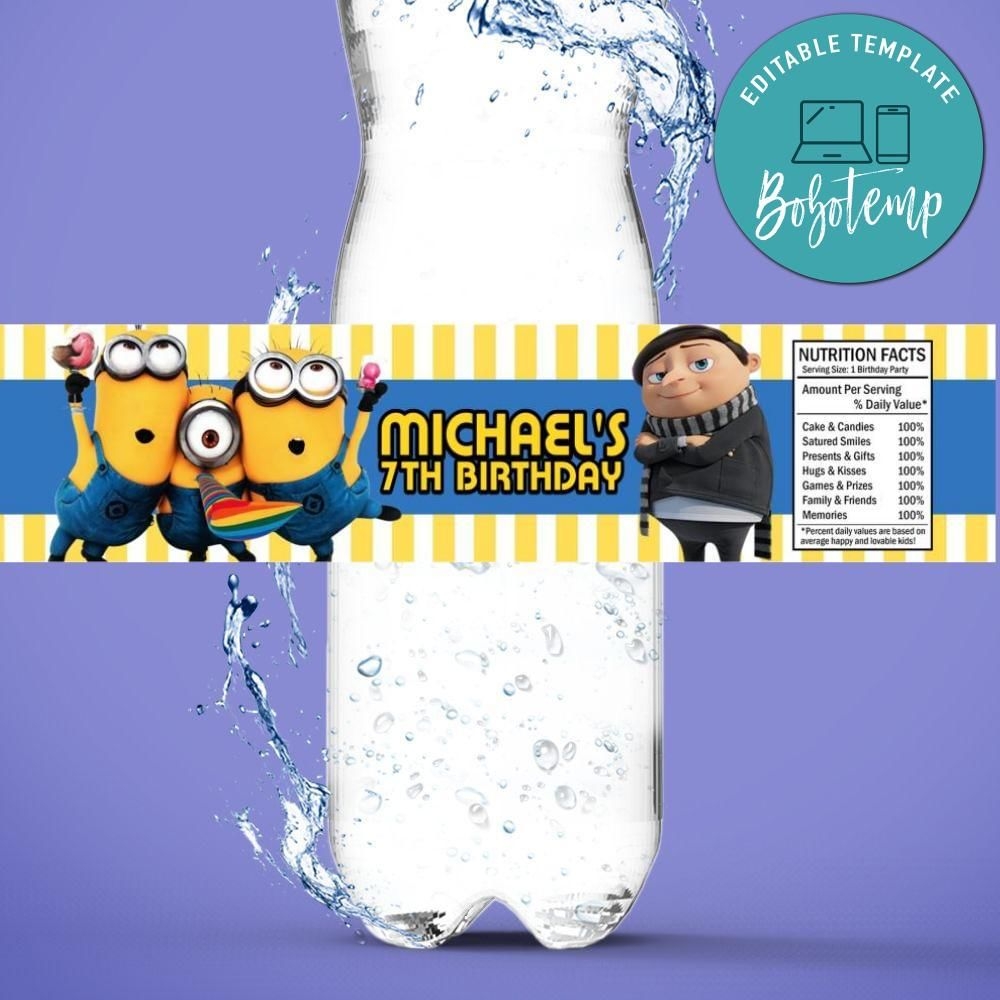 Free Minion Water Bottle Cover Printable