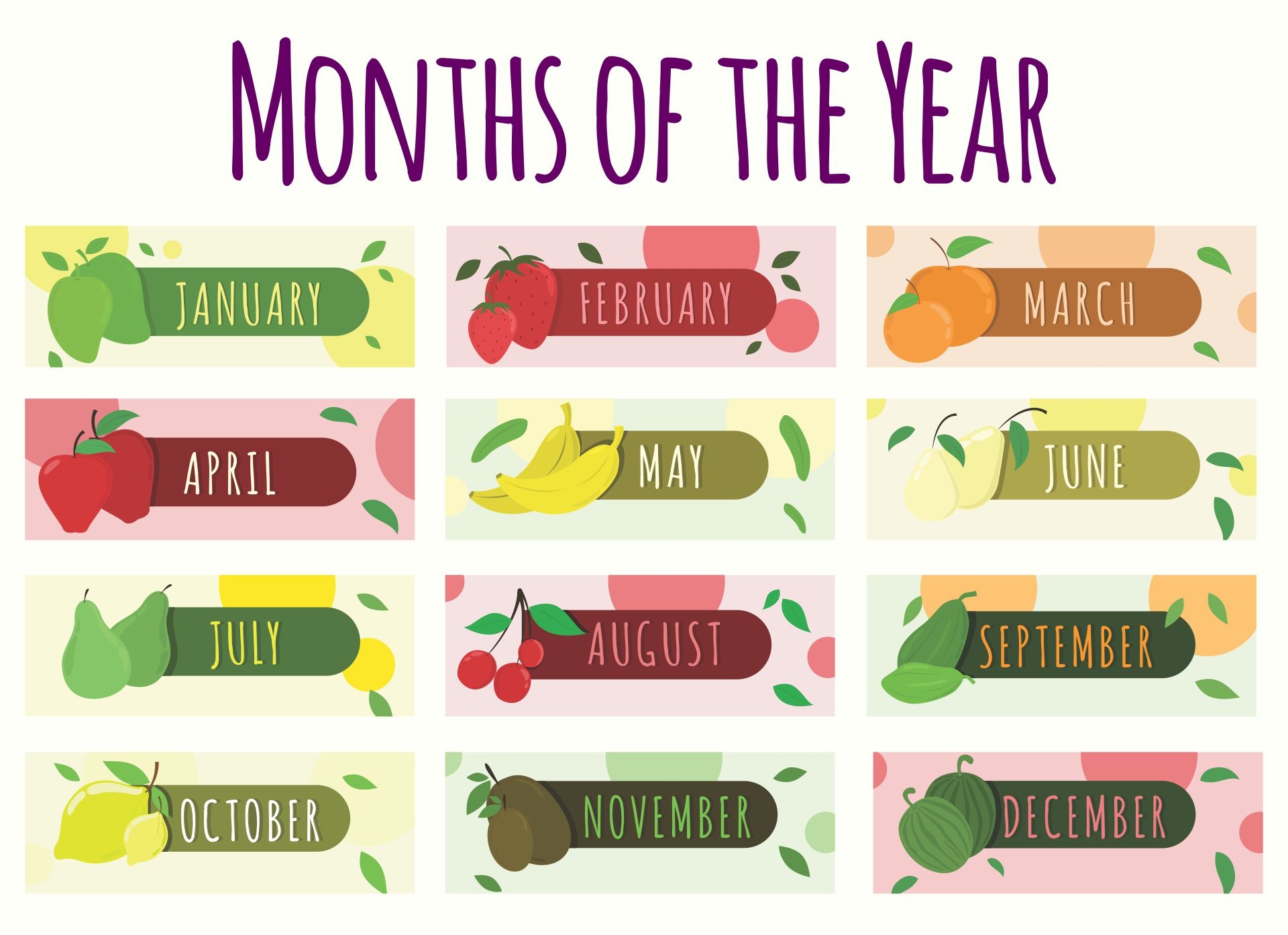 Printable Months Of The Year