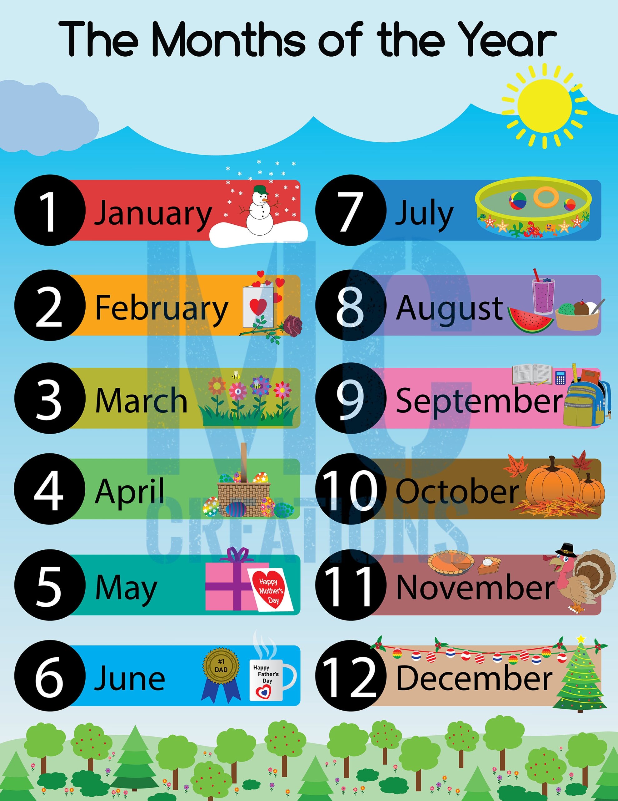 Months Of The Year Educational Printable Etsy UK