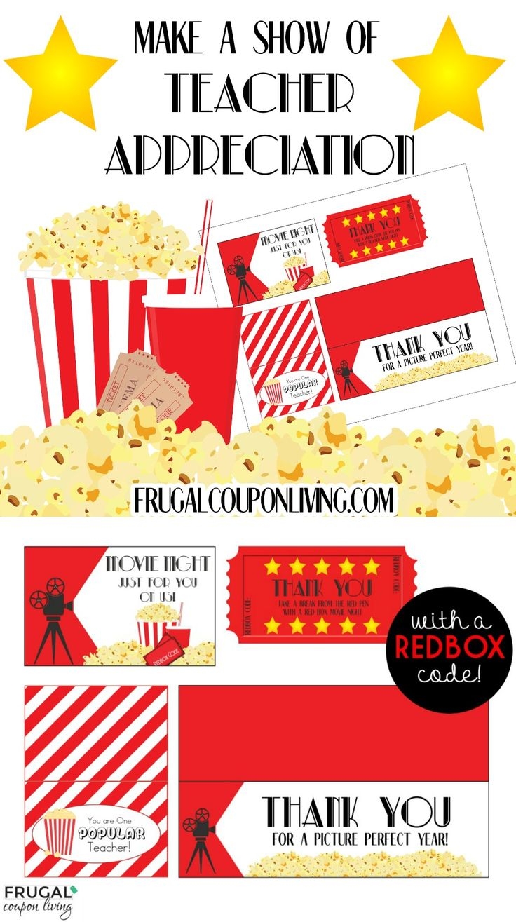 Movie Night Teacher Appreciation Gift With FREE Printables