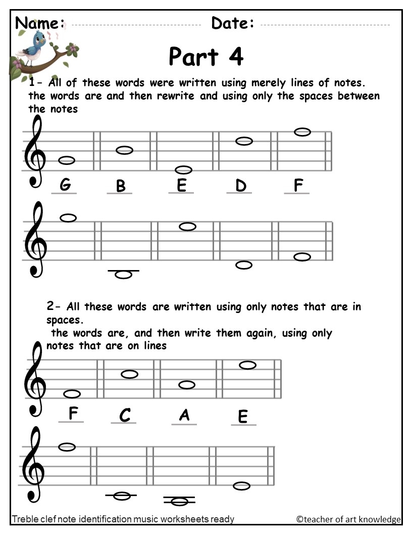 Music Worksheets Treble Clef Note Reading Music Assessments Lines Spaces Solutions Made By Teachers