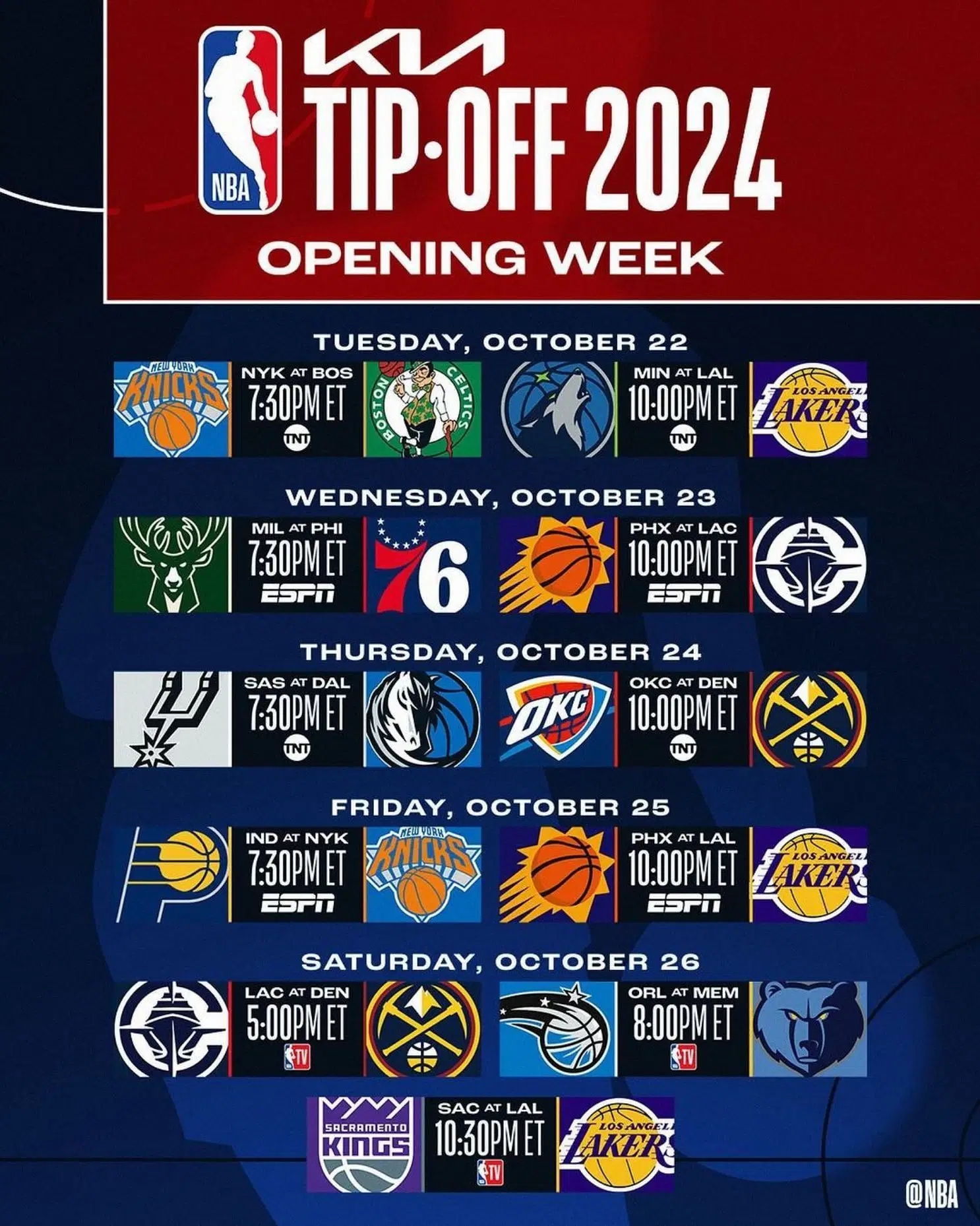 NBA Schedule 2024 25 NBA Full Season Calendar NBA Schedule Today