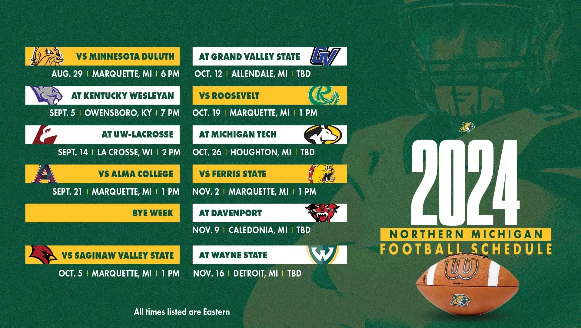 NMU Football Announces 2024 Schedule Northern Michigan University