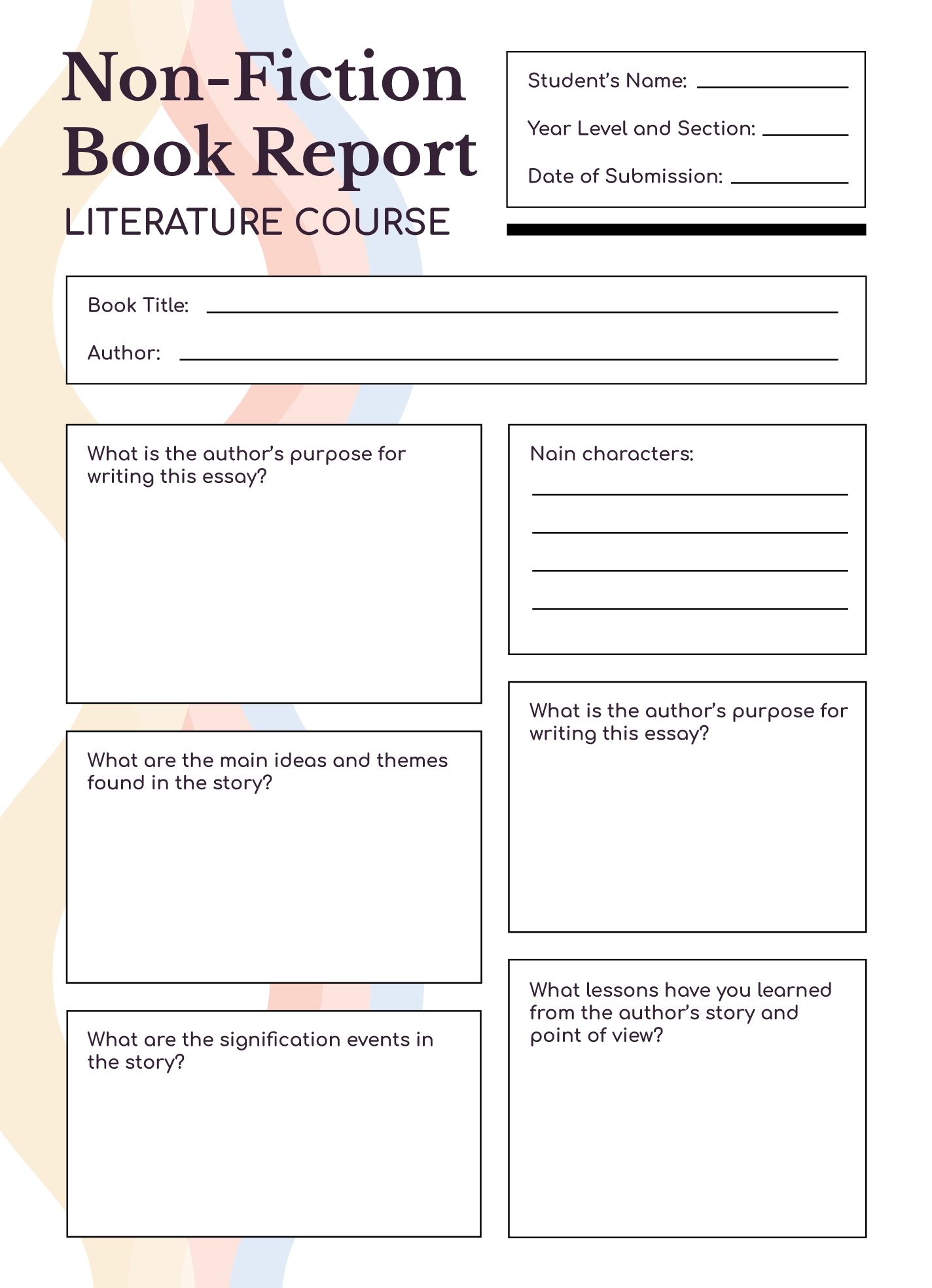 Nonfiction Book Report Free Google Docs Template Gdoc io