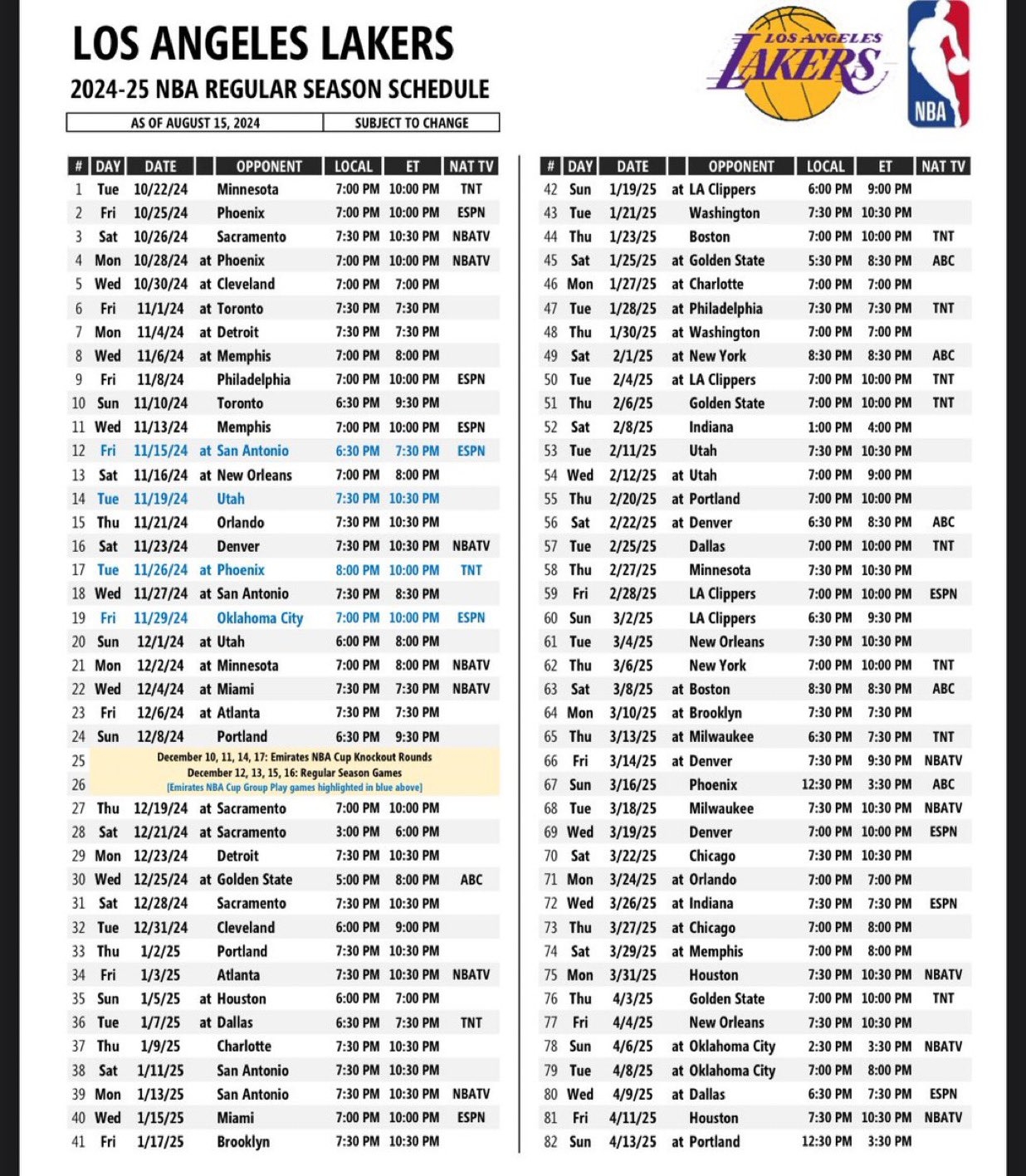 Utah Jazz Printable Schedule 2025-26