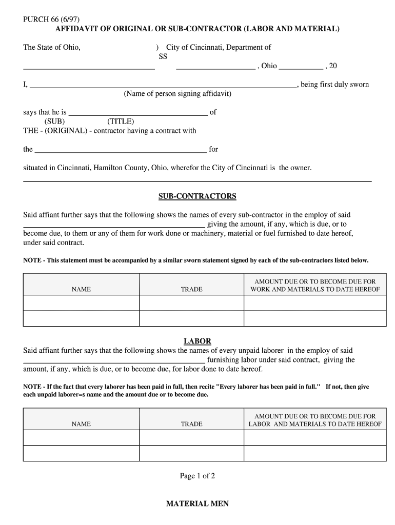 Ohio Affidavit Labor Fill Out Sign Online DocHub