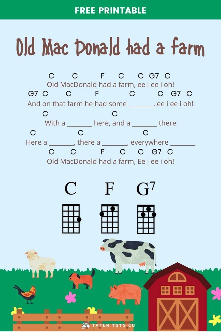 Old Macdonald Had A Farm Free Ukulele Sheet Printable