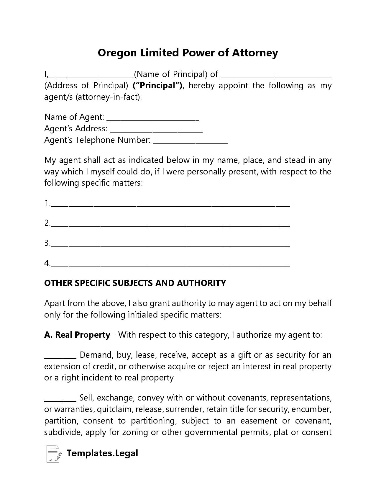 Free Printable Durable Power Of Attorney Form Oregon