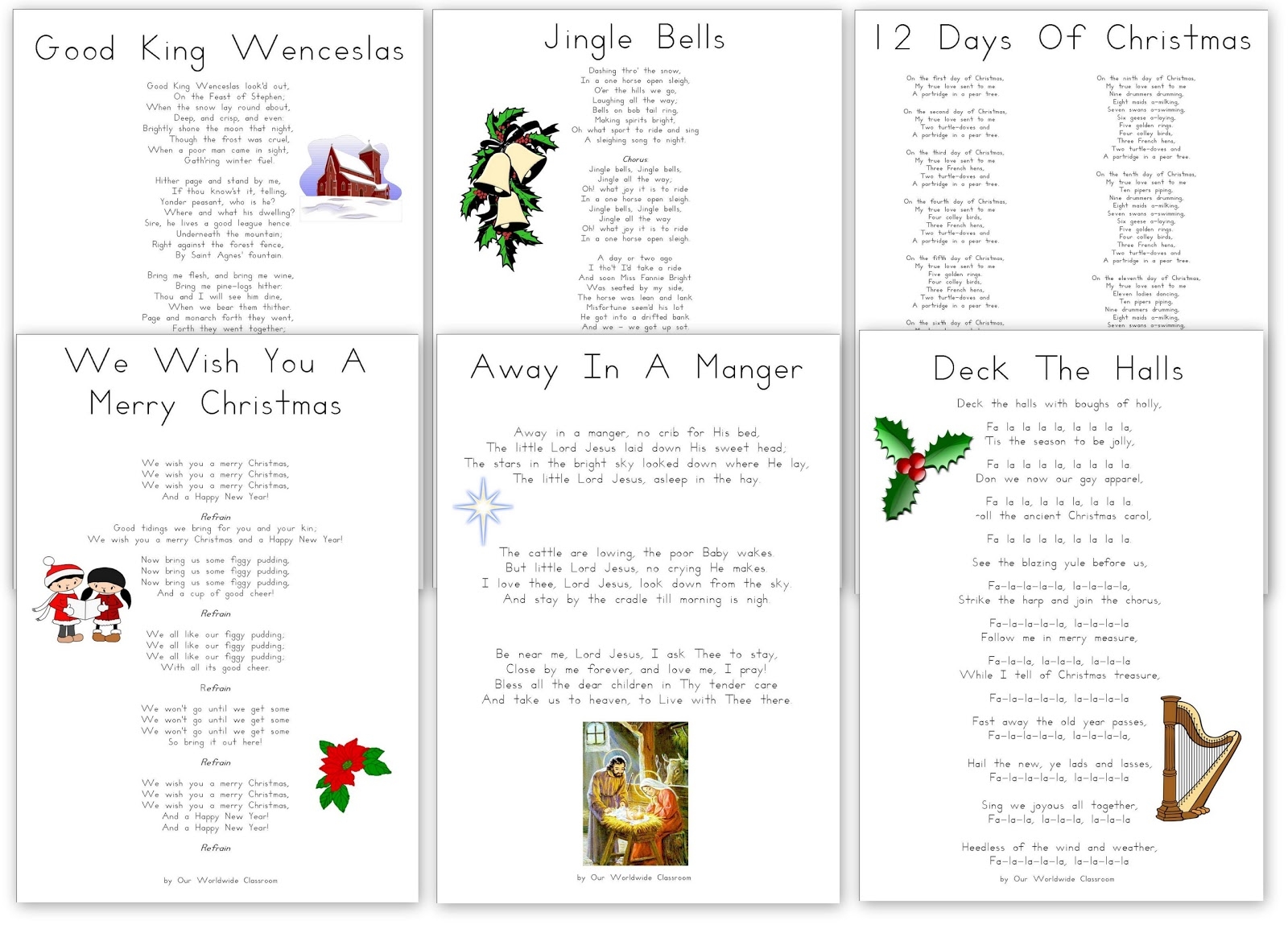 Our Worldwide Classroom Free Printable Christmas Carols And Songs Worksheets Library