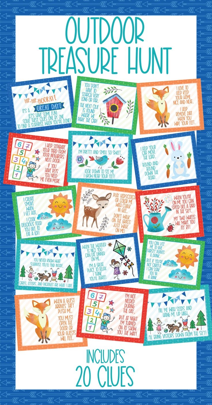 Outdoor Treasure Hunt Clues Outdoor Scavenger Hunt Clues Outdoor Game Printables