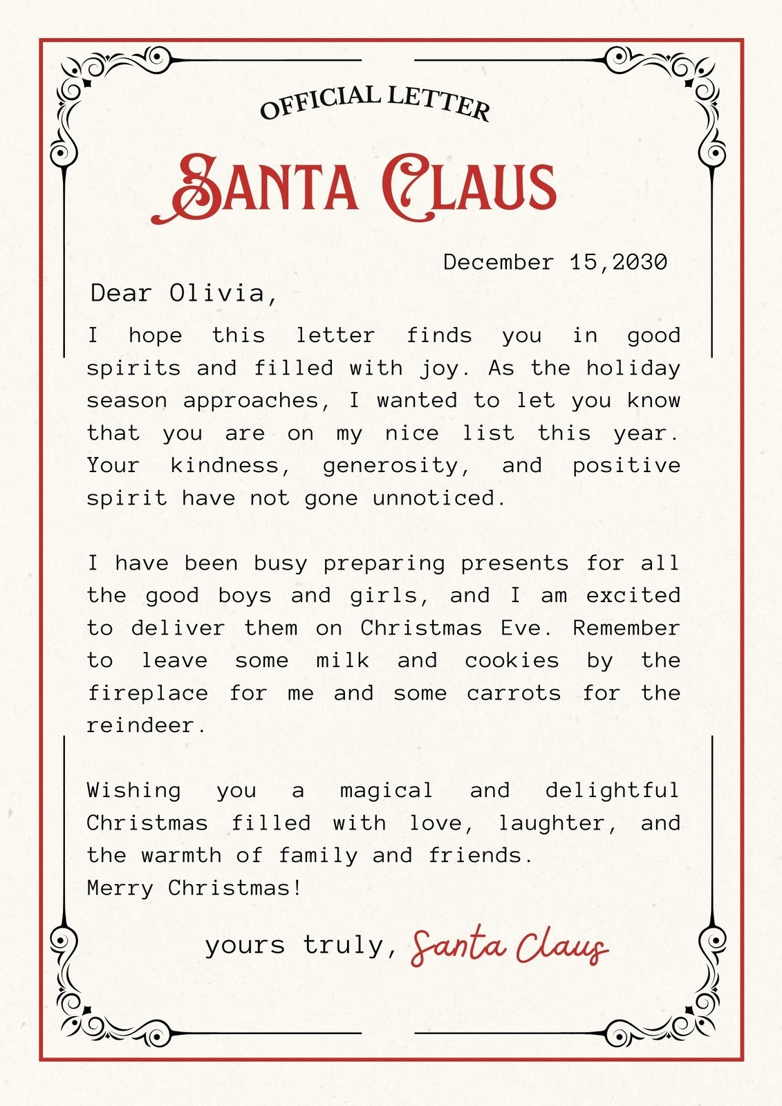 Page 2 Free Printable Santa Letter Templates You Can Customize Canva