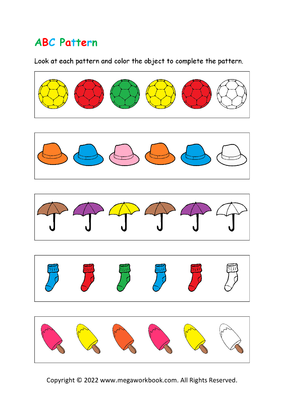 Preschool Patterning Worksheets Printable Free