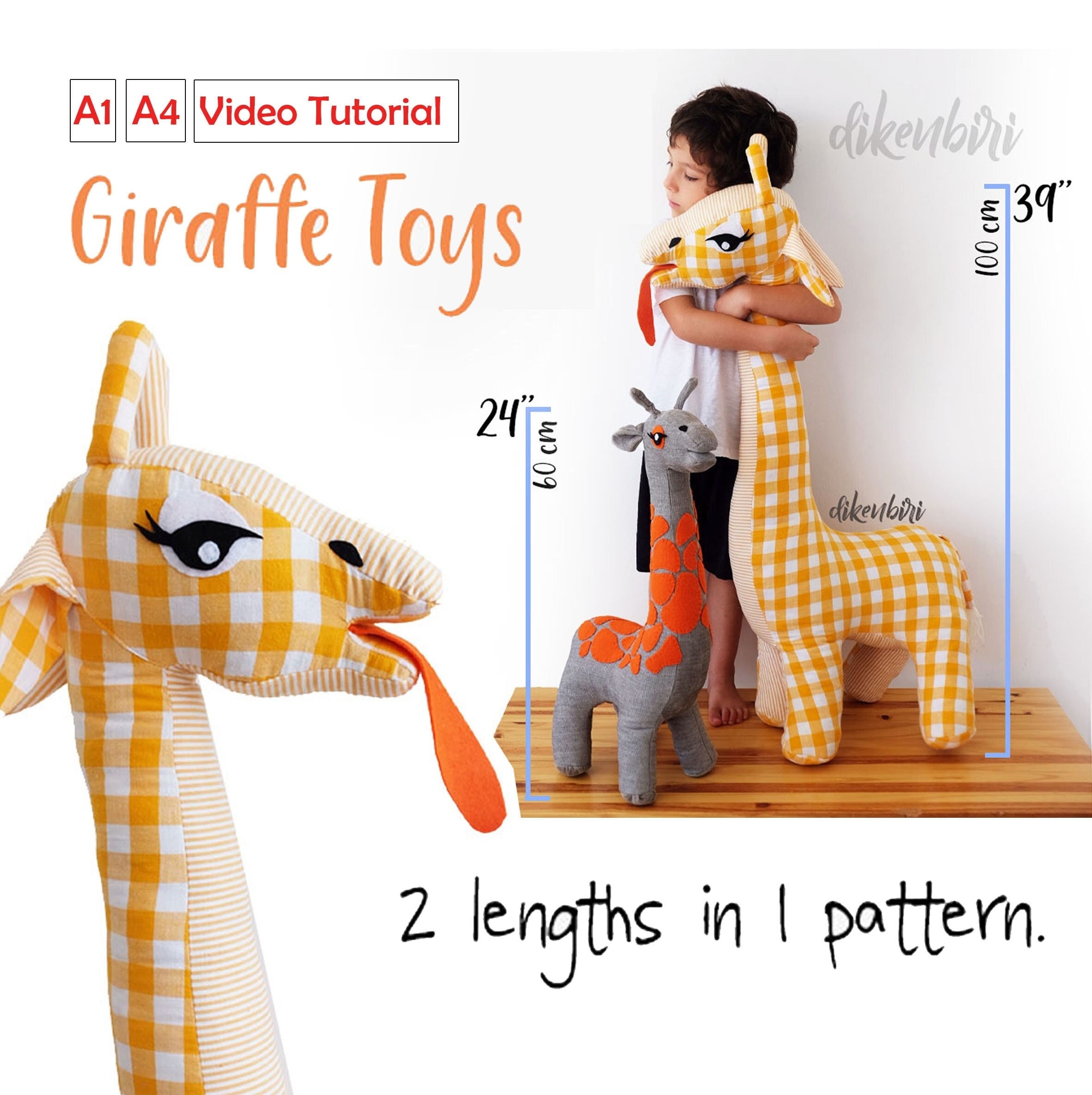 PDF Giraffe Toy Sewing Pattern Stuffed Animal Gift Printable 24 39 Inch Toy Etsy Canada