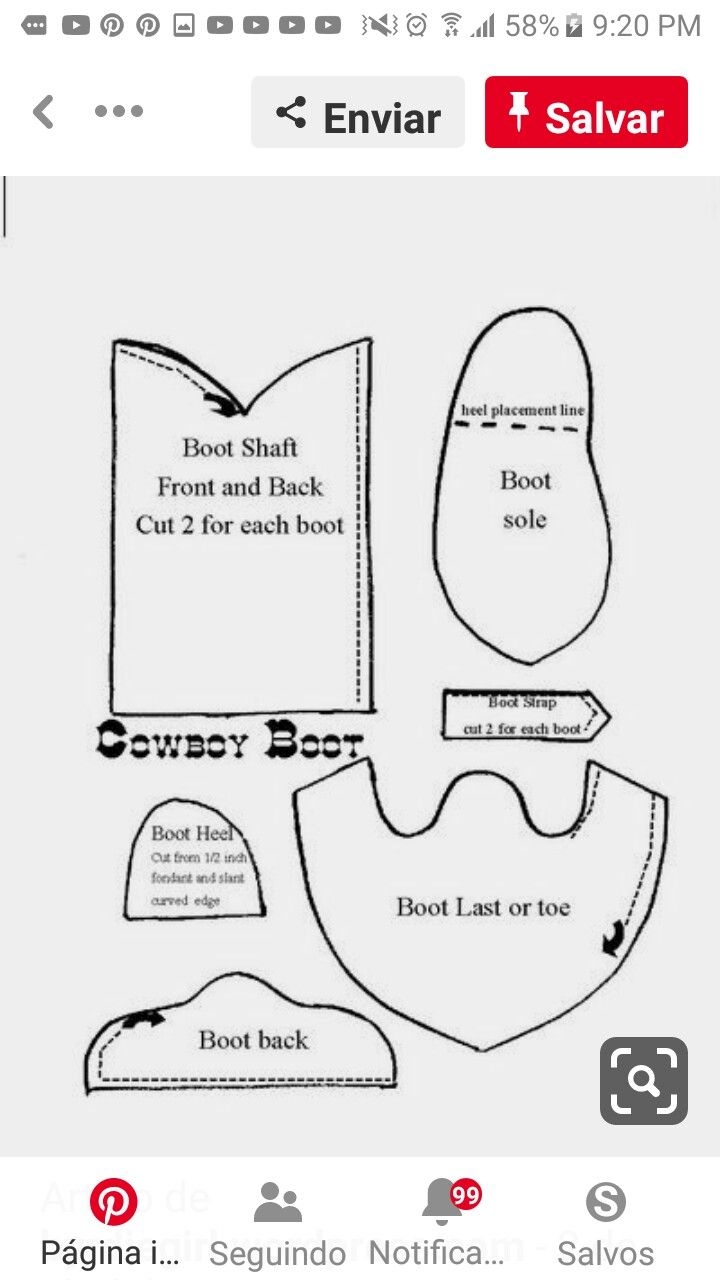 Pin By Silvia Helena On Sapatos Doll Shoe Patterns Baby Cowboy Boots Doll Shoes